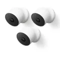 Google Nest Cam Outdoor Indoor, 1080p HD, Motion Sensor Alert, Wireless Wi-Fi, Rechargeable Battery, Smart Security Camera, 3-Pack