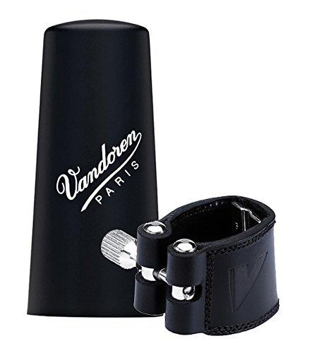 Vandoren Leather Ligature and Plastic Cap for Bass Clarinet, Black
