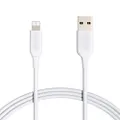 Amazon Basics ABS USB-A to Lightning Cable Cord, MFi Certified Charger for Apple iPhone 14 13 12 11 X Xs Pro, Pro Max, Plus, iPad, White, 1.83-m, 2-Pack