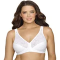 EXQUISITE FORM Front Close Wireless Plus Size Posture Bra with Lace, Size 40C, White