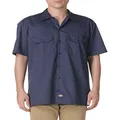 Dickies Men's Short-sleeve Work Shirt, Navy, Large