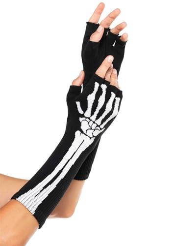Leg Avenue Women's Skeleton Fingerless Gloves, Black, One Size
