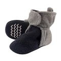 Hudson Baby Unisex-Child Cozy Fleece Booties Slipper Sock, Navy Heather Gray, 0-6 Months
