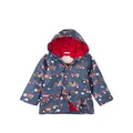 Hatley Boys' Button-up Printed Rain Jacket, Red Farm Tractors, 7 Years