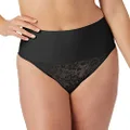 Maidenform Womens DM0049 Tame Your Tummy Shaping Lace Thong with Cool Comfort Waist Shapewear - Black - X-Large