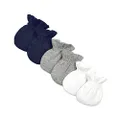 Burt's Bees Baby Baby Mitts, No Scratch Mittens, 100% Organic Cotton, Set of 3, Navy/Grey/White, One Size