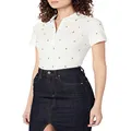 Nautica Womens Classic Fit Striped V-Neck Collar Stretch Cotton Polo Shirt, Bright White, Medium US