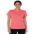 Nautica Women's 5-Button Short Sleeve Cotton Polo Shirt, Melon Pink, XX-Large