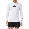 Quiksilver Men's Standard All Time Long Sleeve Rashguard UPF 50 Sun Protection Surf Shirt, White, Medium