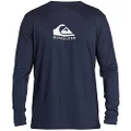 Quiksilver Men's Standard Solid Streak Long Sleeve Rashguard Surf Shirt, Navy Blazer, X-Small