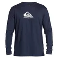 Quiksilver Men's Standard Solid Streak Long Sleeve Rashguard UPF 50 Sun Protection Surf Shirt, Navy Blazer, X-Small