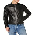 Armani Exchange Mens Faux Leather Bomber Jacket, Black, Medium US