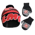 Disney Boys Winter Hat and Mitten Set, Cars Lightning McQueen Toddler Beanie for Ages 2-4, Black/Red Design Mittens, Age 2-4, Ages 2-4
