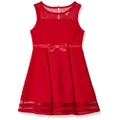 Calvin Klein Girls' Sleeveless Party Dress, Fit and Flare Silhouette, Round Neckline & Back Zip Closure, Cherry, 6