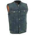 Milwaukee Leather DM2238 Men's Black or Blue Denim Snap Front Club Style Vest (Small, Blue)