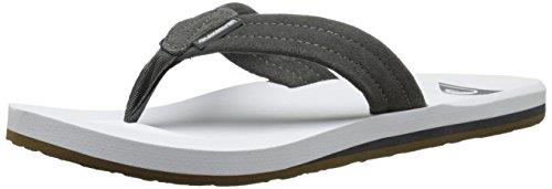 Quiksilver Men's Carver Suede 3 Point Flip Flop Athletic Sandal, Grey/White/Grey, 14