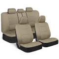 BDK PolyPro Seat Covers Full Set in Solid Beige – Front and Rear Split Bench Seat, Easy to Install for Auto Trucks Van SUV Car