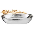 Elegance 70066 Butterfly Tray Square Serving Bowl, 10.5", Silver/Gold