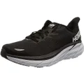 HOKA Women's Running Shoe, Clifton 8, Mesh, Black/White, 9 US W