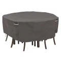 Classic Accessories Ravenna Water-Resistant 70 Inch Round Patio Table & Chair Set Cover, Outdoor Table Cover, Dark Taupe