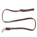 Dingo Brown Leather Dog Leash, Thin and Strong, Braided, Handmade of Soft Grain Leather, with Snap-Hook 10737