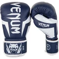 Venum Elite Boxing Gloves-White/Navy Blue-8oz