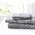 Spirit Linen King Size Sheets Set - Pure Microfiber 4 Piece Polyester Bed Sheets - King Size Sheets Set for All Seasons (Foliage Grey/White, King)