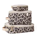 Itzy Ritzy Packing Cubes - Set of 3 Packing Cubes or Travel Organizers; Each Cube Features A Mesh Top, Double Zippers & A Fabric Handle, Leopard