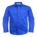 Calvin Klein Boys' Long Sleeve Sateen Dress Shirt, Style with Buttoned Cuffs & Shirttail Hem, Dark Blue, 6