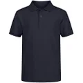 Nautica Boys' Big School Uniform Short Sleeve Polo Shirt, Button Closure, Comfortable & Soft Pique Fabric, Navy, 4