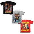 Freeze Power Rangers Boys' Little Boys' Super Dino Charge 3 Pack T-Shirt Bundle, Black/Silver/Royal, S-4