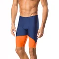 Speedo Mens Swimsuit Endurance+ Splice Team Colors Jammer, Navy/Orange Spark, 28 US