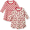 Touched by Nature Girls, Toddler, Baby and Womens Organic Cotton Short-Sleeve and Long-Sleeve Dresses, Baby Toddler Bows Long Sleeve, 2T