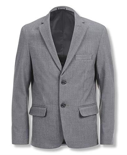 Calvin Klein Boys' Bi-Stretch Blazer Suit Jacket, 2-Button Single Breasted Closure, Buttoned Cuffs & Front Flap Pockets, Grey Heather, 20 Husky