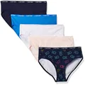 Calvin Klein Girls' Underwear Cotton Bikini Panty, 5 Pack, French Blue/Crystal Pnnk/Ck Rainbow/White/Symphony, Medium
