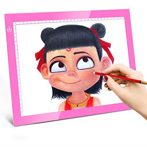 LITENERGY Portable A4 Tracing LED Copy Board Light Box, Pink Ultra-Thin Adjustable USB Power Artcraft LED Tracer Light Pad for Tattoo Drawing, Streaming, Sketching, Animation, Stenciling