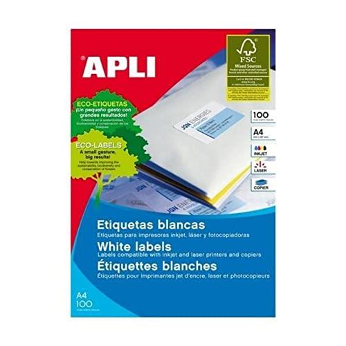 Apli Round Shape Self Adhesive Label, A4, White, 199.6 x 143.5 mm (Pack of 100)