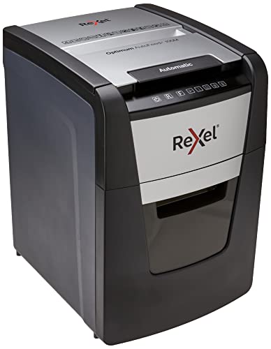 Rexel Optimum Auto Feed+ 100 Sheet Automatic Micro Cut Paper Shredder, P-5 Security, Home/Home Office, 34 Litre Removable Bin, 2020100MAU