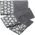 Popular Bath Sinatra Modern Bathroom Towel Set 3 Piece Bath, Hand and Wash Towel Luxury Contemporary Decor Bling, Soft, Plush and Highly Absorbent, Silver