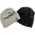Merino Wool Beanie Hat Two Pack Dark Grey and Light Grey for Men,Women, and Kids