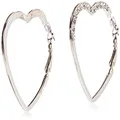 GUESS Silver-Tone Heart Hoop Earrings, Crystal