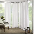 Elrene Home Fashions 026865643039 Indoor/Outdoor Solid Tab Top Single Panel Window Curtain Drape, 100% Polyester, White, 52"x95" (1 Panel)