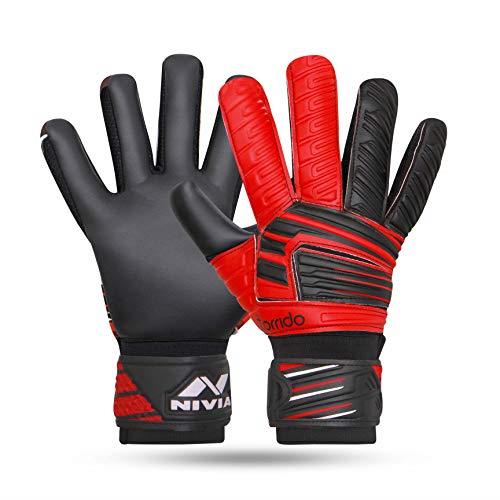 Nivia Raptor Torrido Football Gloves, (Black/Red, S)