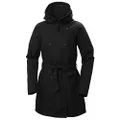 Helly Hansen Women's Welsey II Waterproof Windproof Breathable Hooded Insulated Rain Trench Coat Jacket, 990 Black, X-Small