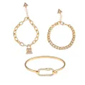 GUESS Gold-Tone 3 Piece Mixed Chain Bracelet Set, one Size, Glass, Cubic Zirconia