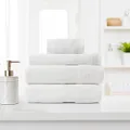 Royal Comfort Luxury Bath Towels Set Bamboo Cotton Blend 450GSM Absorbent Plush Luxurious - 2 x Bath Towels, 1 x Hand Towel, 1 x Wash Towel (White, 4 Piece Set)