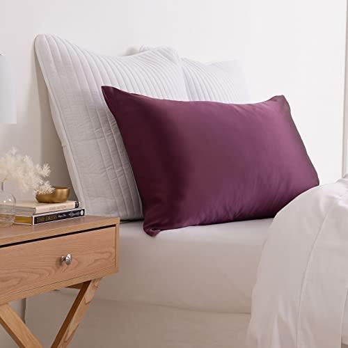 Royal Comfort Pillowcase 100% Pure Silk One Pack Soft Luxury Breathable for Hair and Skin Hidden Zipper (51x76cm, Malaga Wine)