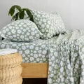 Bambury Daisy Flannelette Sheet Set, Sage, Double Bed Size