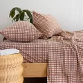 Bambury Gingham Flannelette Sheet Set, Clove, King Single Bed Size