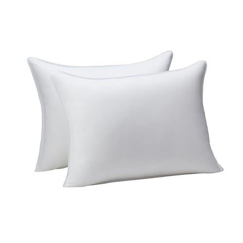 Amazon Basics Down Alternative Bed Pillows, Medium Density for Back and Side Sleepers - Standard, 2-Pack,white